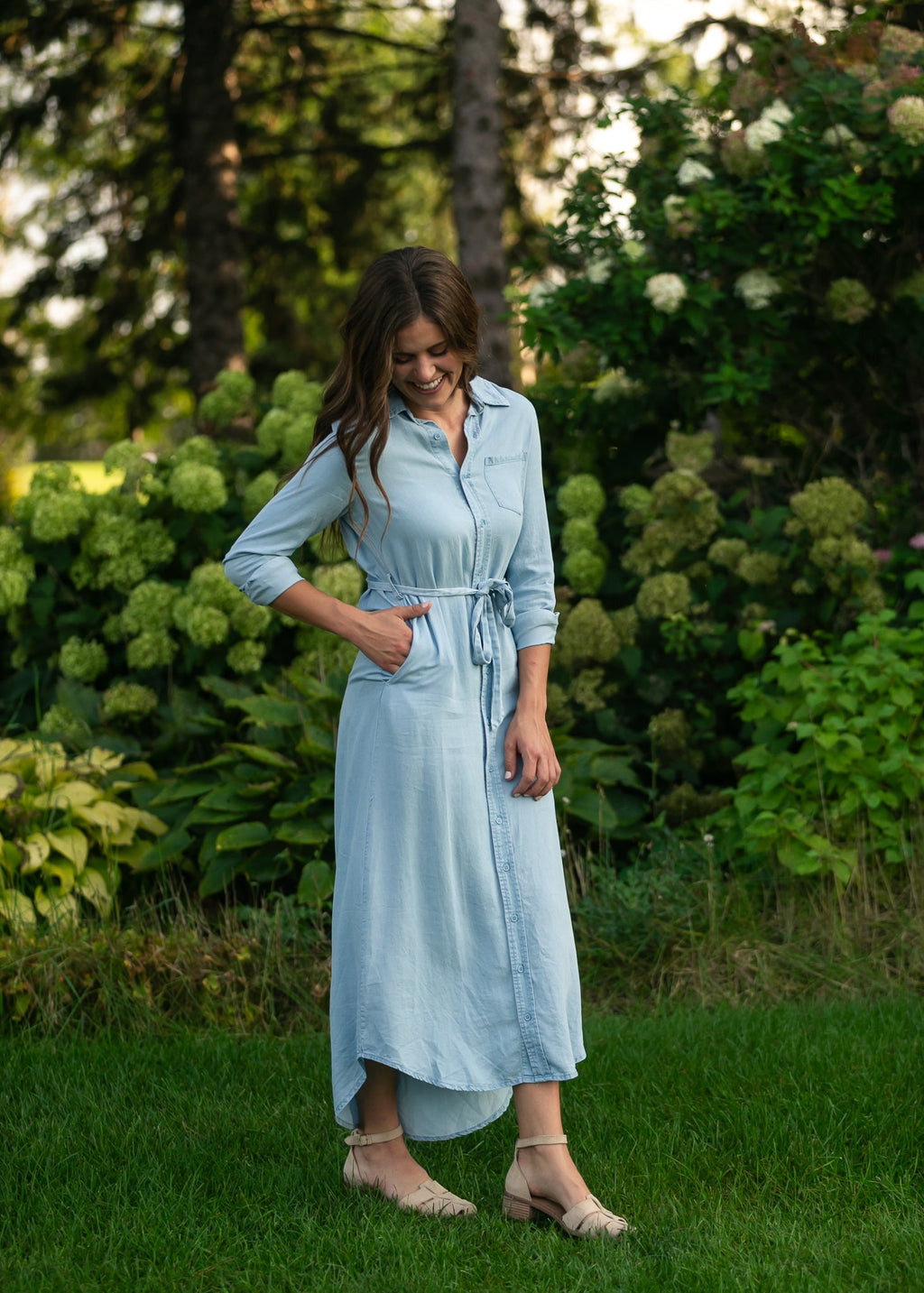 Hazel Chambray Long Sleeve Dress