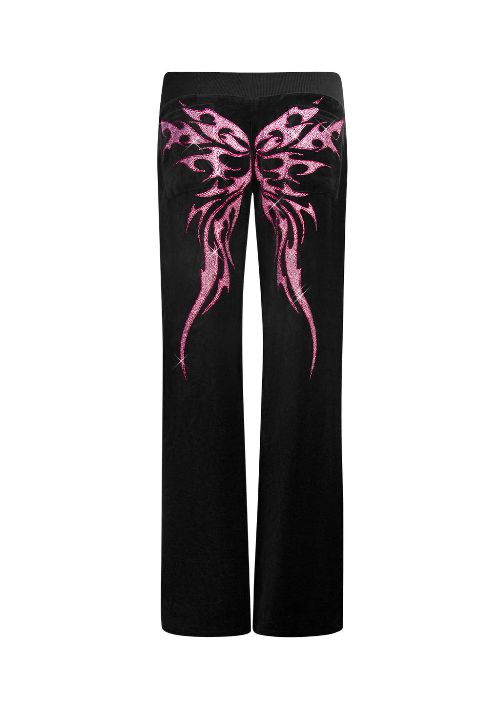 IDOL RHINESTONE VELOUR SWEATPANTS BLACK