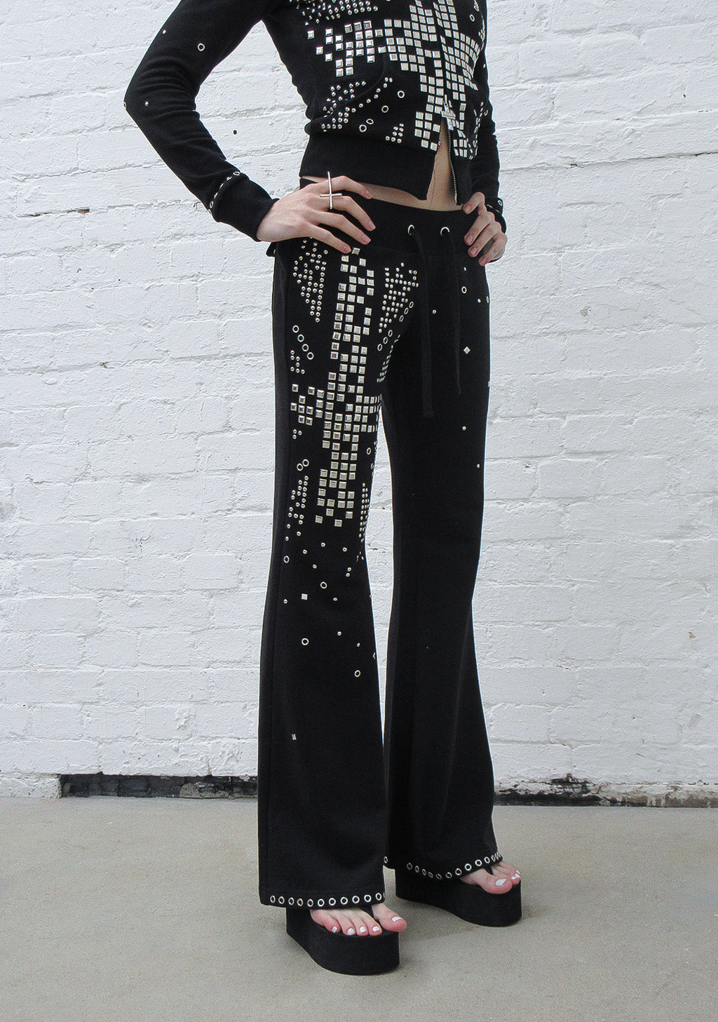 KNIGHT STUDDED FITTED PANTS BLACK
