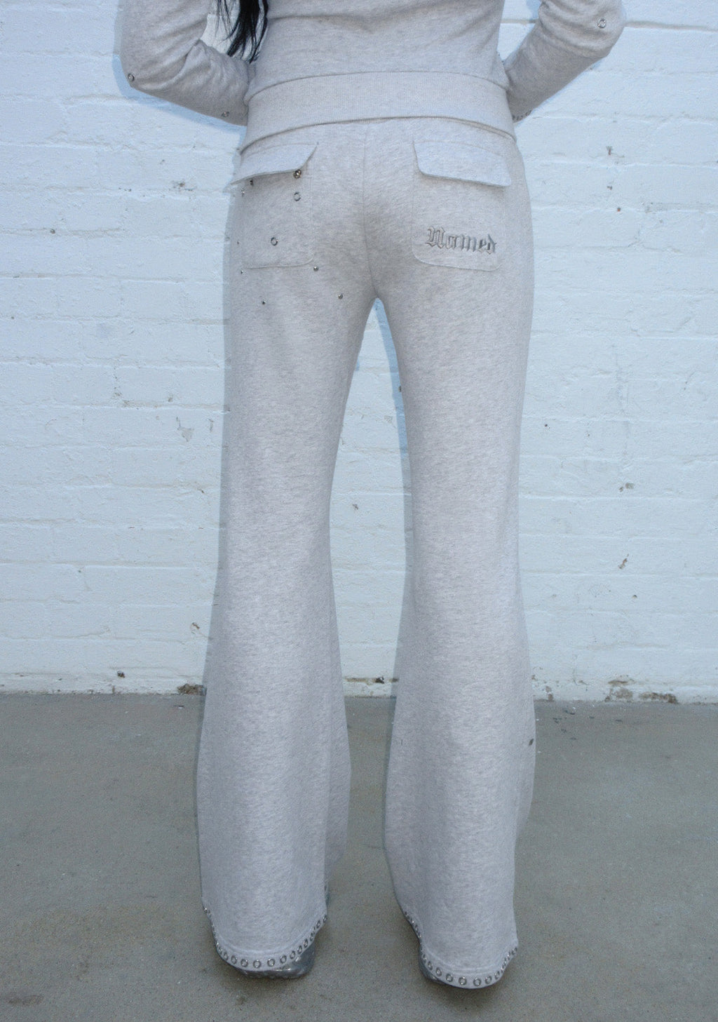 KNIGHT STUDDED FITTED PANTS GREY MARL