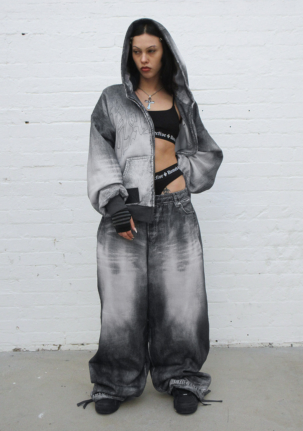OFF GRID DENIM EFFECT OVERSIZED SWEATPANTS WASHED BLACK