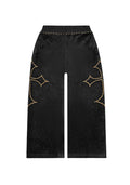 REBEL STUDDED VELOUR SWEATPANTS BLACK