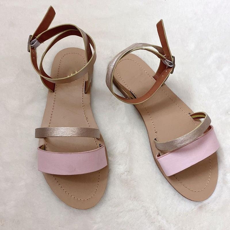 Women Sandals Summer Hollow Out Shoes Open Toe Beach Flats Ladies Footwear Strappy Flat Sandals Adjustable Casual Sandal With Open Toe Slingback Elegant Sandals