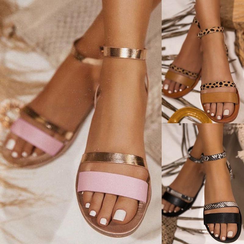 Women Sandals Summer Hollow Out Shoes Open Toe Beach Flats Ladies Footwear Strappy Flat Sandals Adjustable Casual Sandal With Open Toe Slingback Elegant Sandals